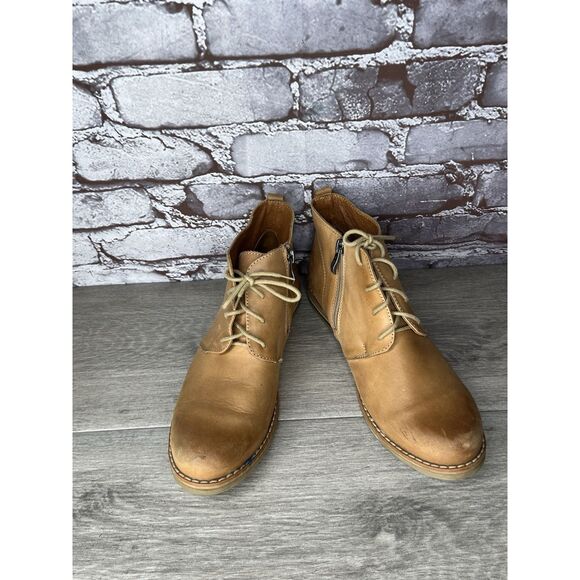 V-Italia Tan Brown Leather Combat Casual Zip Ankle Boots Women Sz 39EU/8.5M US - Picture 4 of 16